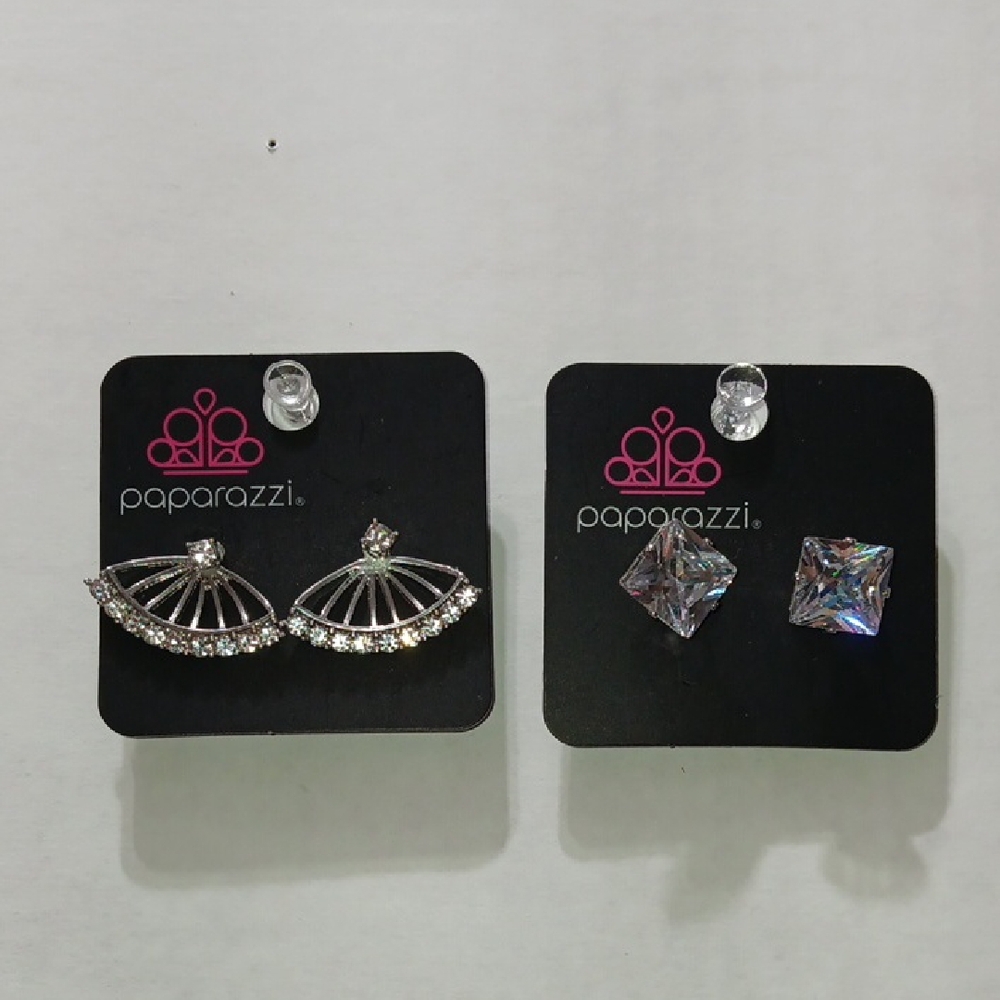 Paparazzi Silver Fan and Square Earrings
